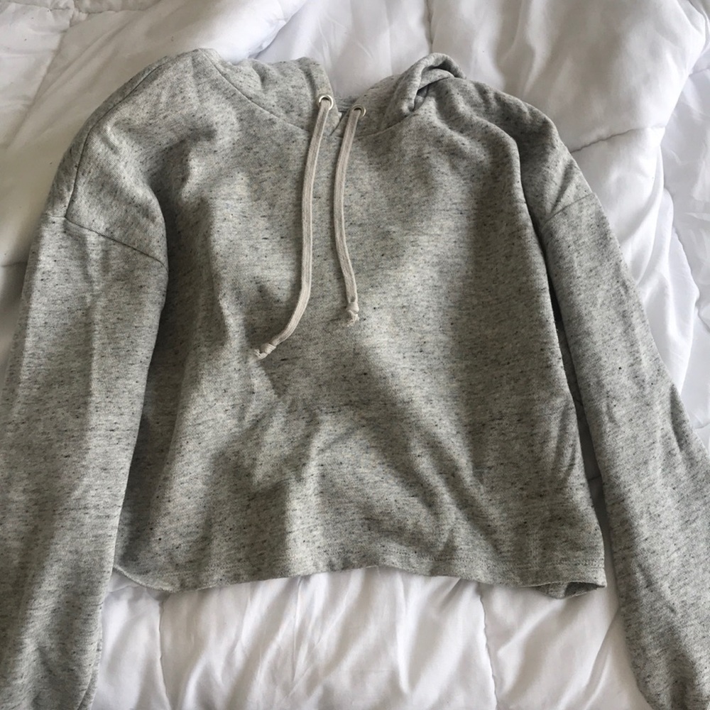 Long sleeve gray crop hoodie